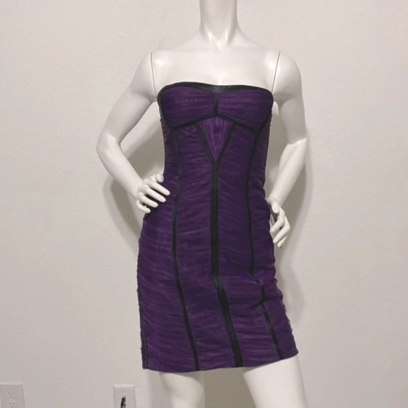 BCBGMaxAzria Shirred Tulle Corset Mini Strapless Dress - Picture 1 of 5